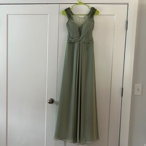 Mori Lee Green Lace Pleated Bridesmaid Dress